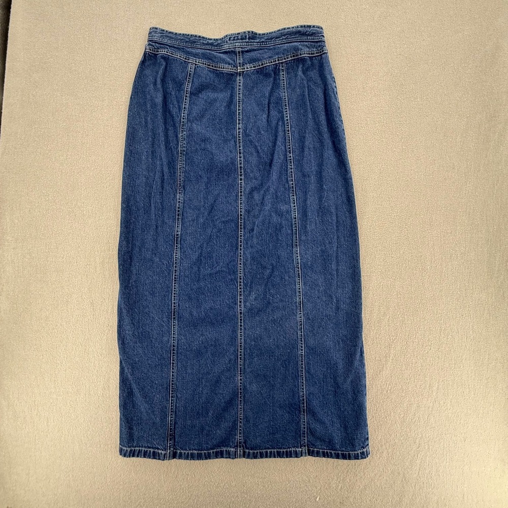 Vintage Denim Blue Jean A Line Maxi Skirt Women Size 14T / Tall - Picture 10 of 10